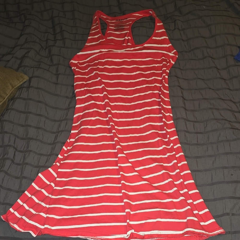 Old Navy Red and White Striped Tank Top